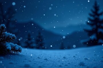 Deep navy blue backdrop with gentle snowfall at night, texture, background, cold