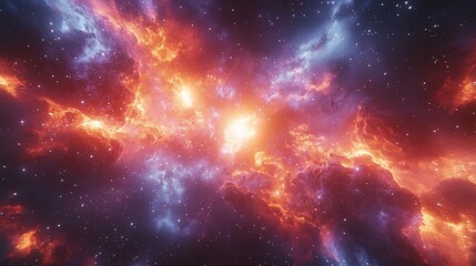 Fototapeta premium Cosmic Nebulae, Fiery Colors, Deep Space