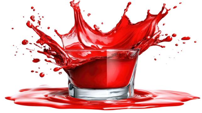 Vibrant Red Splash in Glass with Liquid Burst Capturing Dynamic Motion and Energy