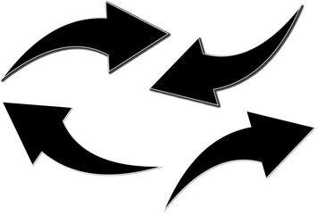 Black curved arrows icons set, Arrow sign in flat style, vector illustration 