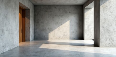 Modern minimalist hallway interior with blank gray wall, clean, interior design, hallway