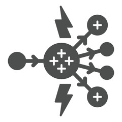 Radioactive chain atom reaction solid icon, atomic energy concept. Vector graphics. Radioactivity element sign on white background, glyph style icon for mobile or web design.