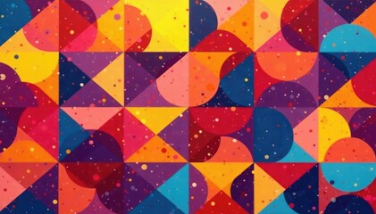 Abstract geometric shapes repeat in vibrant, bold colors , vibrant pattern, seamless texture, seamless
