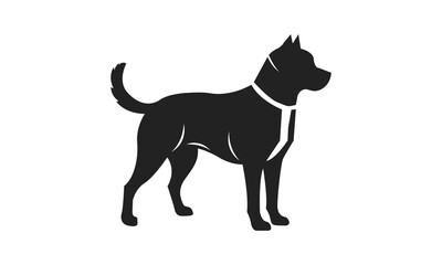 Dog logo template. Black and white silhouette of a dog. Symbol of loyalty, strength and protection