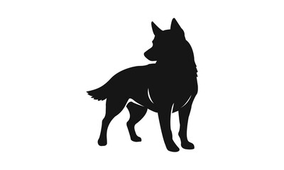 Dog logo template. Black and white silhouette of a dog. Symbol of loyalty, strength and protection