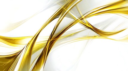 Abstract golden swirls on white, creating a dynamic, elegant background for design
