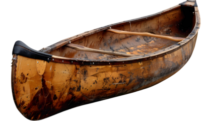 Vintage Wooden Canoe on White Background for Outdoor Adventure