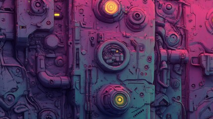 Obraz premium The tech wallpaper is a multicolored, futuristic depiction of science fiction hardware, generated through 3D rendering