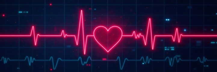 EKG monitor with heart rhythm line on medical background, heart, heartbeat