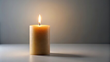 Lit Candle on White Background