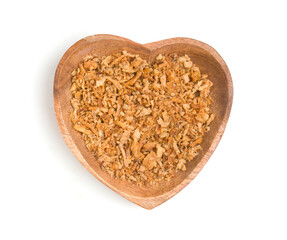 heart shaped bowl with fried onions