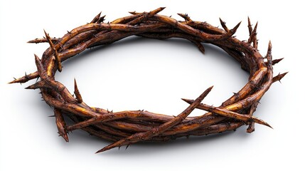 Fototapeta premium A detailed view of a thorny crown symbolizing suffering and sacrifice, set against a plain background