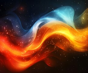 Obraz premium Cosmic Waves: An abstract illustration depicting dynamic, multicolored waves of light and energy, evocative of celestial bodies and cosmic phenomena.