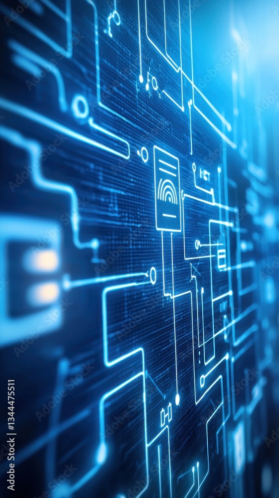 Poster abstract digital background with glowing circuit patterns and lines
