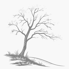 Obraz premium Minimalist Silver Maple tree vector design on a white background. Simple, elegant, and modern botanical illustration for logos, prints, and digital art