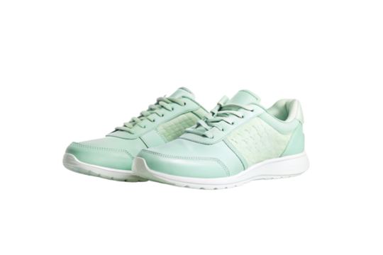 Pair of mint green women's athletic sneakers casual shoes for walking running fitness workout gym training sport - Powered by Adobe
