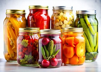 Vibrant Pickled Vegetables Long Exposure Still Life Photography