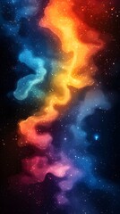 Celestial Symphony: A vivid display of cosmic wonder, depicting a vibrant, multi-hued nebula with swirling clouds of color, invoking a sense of endless space and the mysteries of the cosmos.