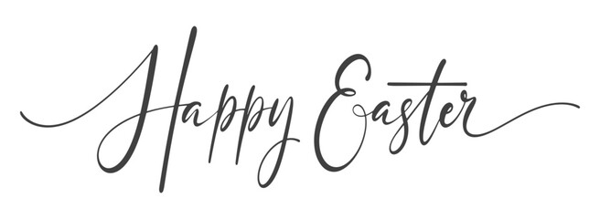 Happy easter hand lettering calligraphy isolated on white background. Vector holiday illustration element. Happy easter script calligraphy