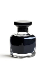 Black ink in a glass bottle
