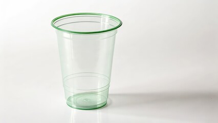 Transparent Plastic Cup on White Background