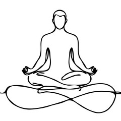 Obraz premium Minimalist line art of a person meditating in a peaceful pose 