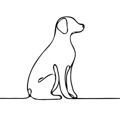 Obraz premium Outline of a sitting dog in minimalist design against white background 