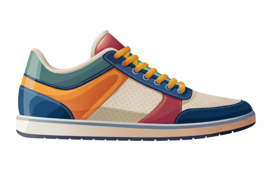Stylish Multicolored Sneakers with Orange and Blue Accents