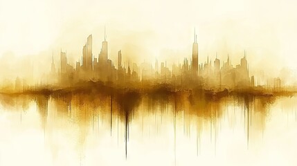 Fototapeta premium Golden Hour City Skyline Reflection