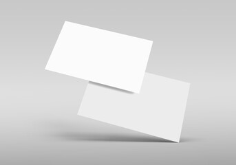 Business card mockup, template, copy space concept with two blank name card isolated on gray background, for mock up, front view layout.