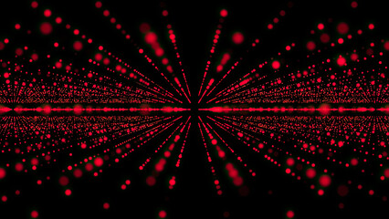 Big data visualization. Abstract futuristic infinite flow of scientific data. Network structure of an array of red dot points. Outer space Background with Trapcode Form.