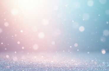 Fototapeta premium Pastel gradient background with sparkling glitter. Shimmering soft, delicate ethereal surface in pink, blue, white colors. Dreamy, romantic wallpaper for wedding invitation, social media, branding.