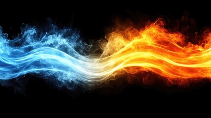 Fototapeta premium Abstract flames and ice, contrasting elements