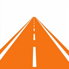 Long Straight Road with Orange Surface and Clear Sky in a Minimalist Style for Abstract Backgrounds