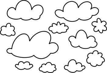 A set of doodle cloud images