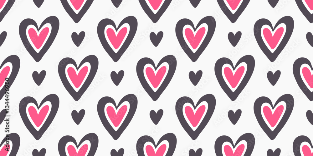 Poster Vector simple minimalistic pattern with hearts. Hearts, seamless pattern.