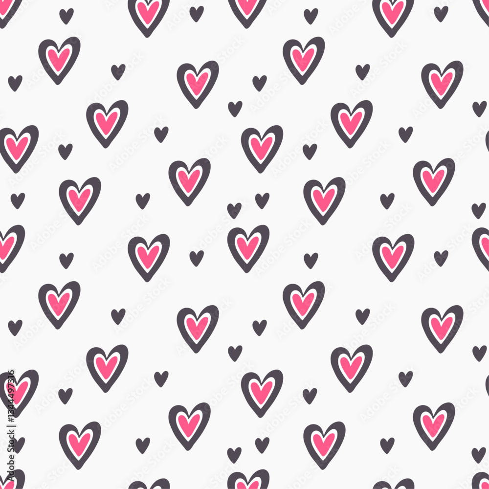 Aufkleber Hearts, seamless pattern. Vector simple minimalistic pattern with hearts.
