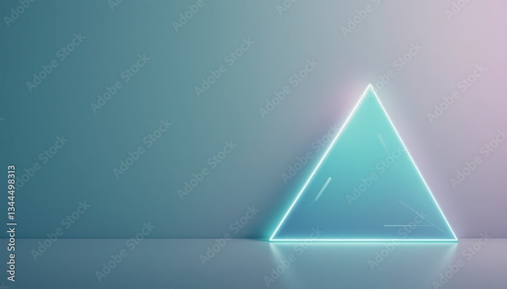 Poster illuminated geometric triangle display minimalistic studio setting digital art soft lighting contemp