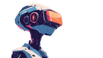 futuristic robot head, abstract design on white background. ai technology and innovation. sci-fi, VR and tech, virtual reality, artificial intelligence. gaming, tech development