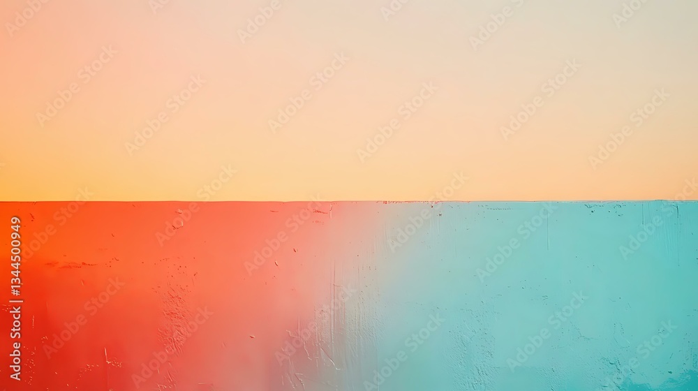 Poster vibrant gradient abstract background with coral red transitioning to turquoise blue, featuring soft 