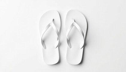 Pair of white flip-flops, isolated, pure white backdrop, design, soles, footwear