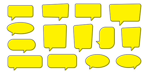 Obraz premium Chat bubble in yellow, speech bubble, message box set. Yellow background quote speech bubble.