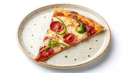 Classic Pepperoni Pizza Slice on White Plate