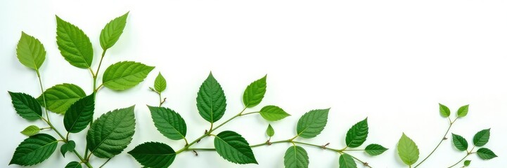 Fototapeta premium Foliage with stems and leaves isolated on white background, plant life, flora, foliage