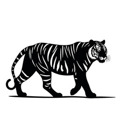 Obraz premium Bold artistic tiger silhouette in black and white, minimalist design