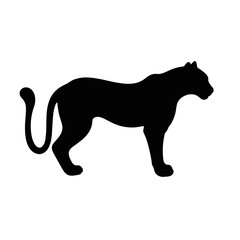 Obraz premium Minimalist black silhouette of a leopard, artistic abstraction