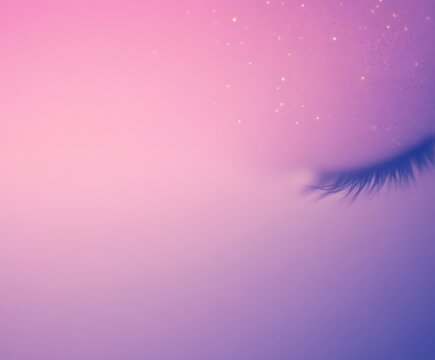 Dreamlike Serenity: A close-up shot showcases a tranquil eye partially visible, with eyelashes. This composition evokes feelings of peace, calm, and dreams with a delicate play of light and shadow.