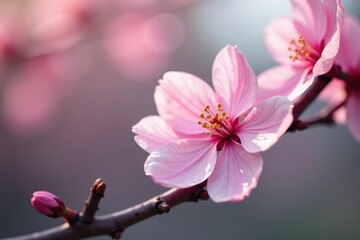 Obraz premium Delicate pink sakura blossoms, full bloom, soft petals , nature, petal, elegant