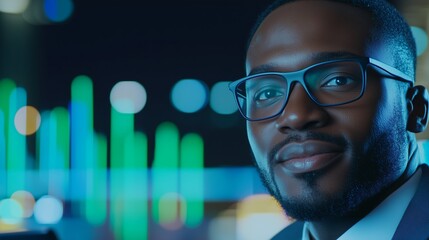 Business confidence professional portrait in urban nightscape
