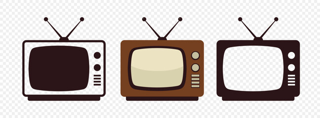 Retro TV Set. Vector Vintage Television Collection. Old TV Icon Pack. Retro, Vintage TV, Classic, Antique TV, Old Television, Vector Illustration. Retro Electronics, Vintage Screen
